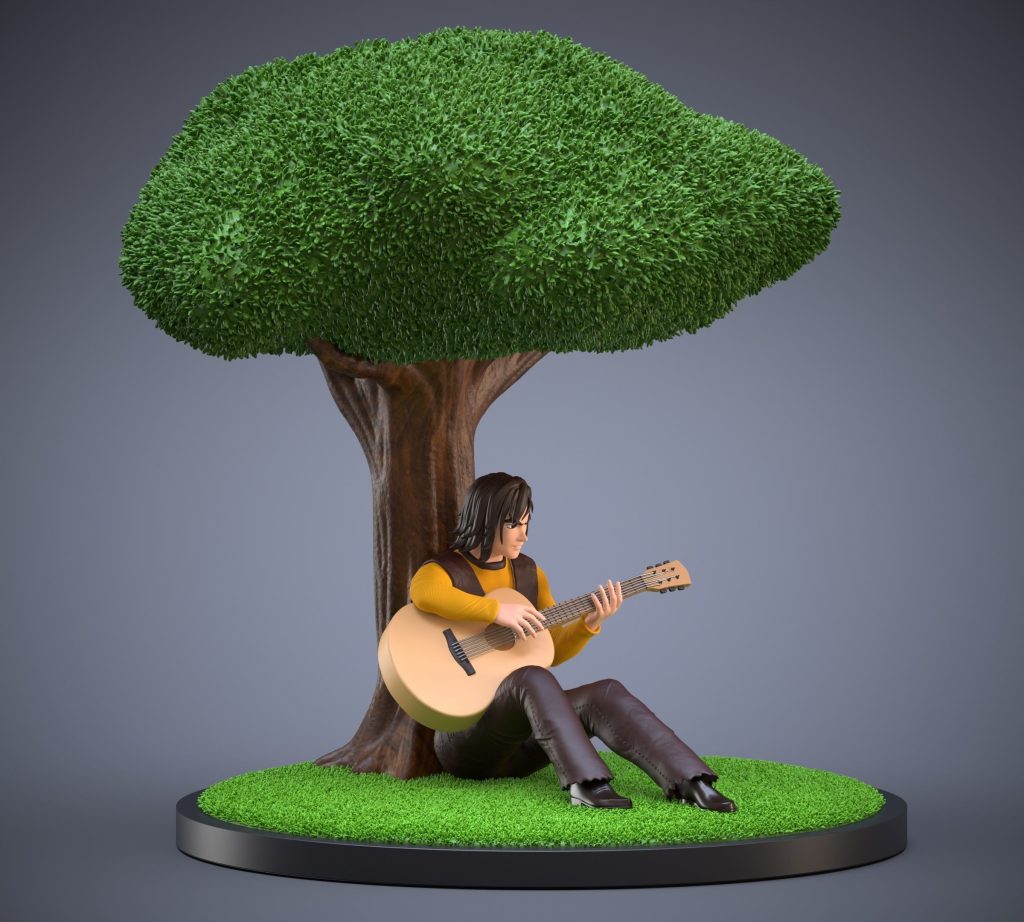 Duke Fleed playing guitar under the tree 3D print model