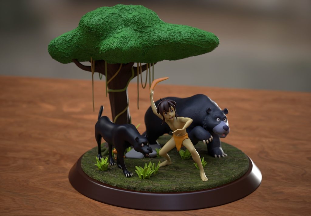 Mowgli Baloo and Baguera from The Jungle book 3D print model